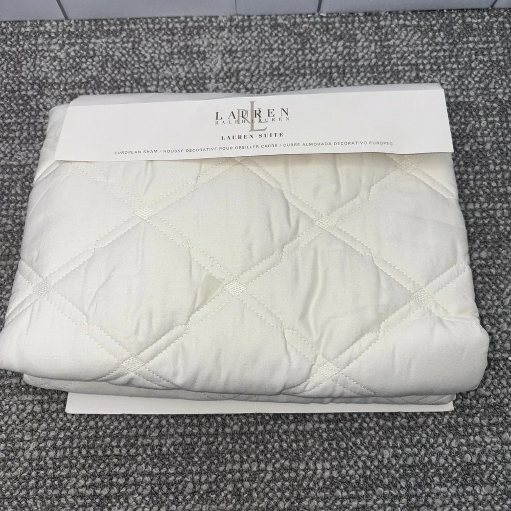 Ralph Lauren Suite Diamond Quilted‎ Cream Cotton  Euro Sham NEW One Sham